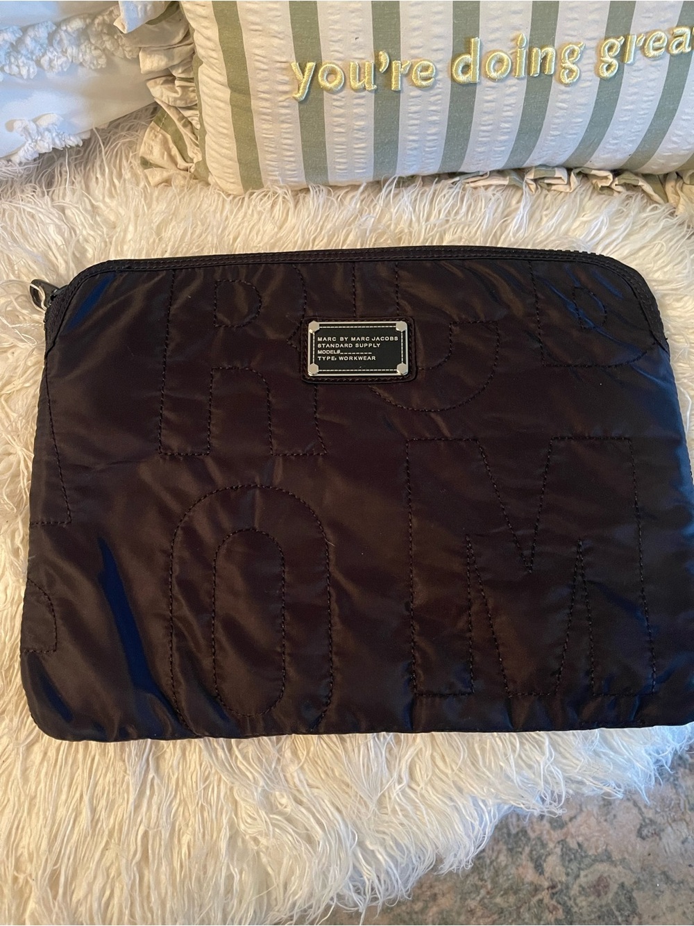 Marc by Marc Jacobs Black Quilted Laptop Sleeve Pouch